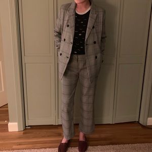 Double breasted pant suit, plaid